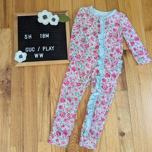 SweetHoney Covered In Roses On Aqua Layette with Ruffle Detail